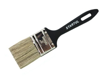 Кисть плоская  50 мм, натуральная щетина, резинопластиковая ручка, стены/фасады, Startul Profi