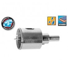 Коронка алмазная 68 мм  по керамограниту и стеклу 68 мм с центрирующим сверлом, Зубр