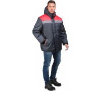 Куртка утепленная Райт темно-серый-красный размер 104-108, рост 182-188