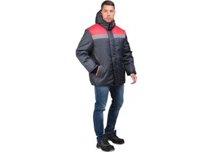 Куртка утепленная Райт темно-серый-красный размер 104-108, рост 182-188