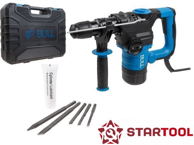 Перфоратор BULL BH 3202, 2 режима, 6,5 Дж, 32 мм, 2 зубила, 3 сверла, SDS-plus, 1500 Вт, кейс