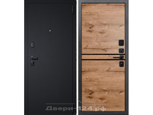 Дверь входная металлическая Дуэт 2 Черный Муар 8,5 см МДФ Дуб Пацифик 960х2050 правая