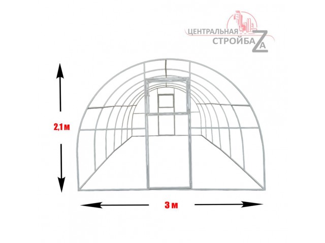 Теплица Народная 6х3х2,1м оцинкованная, 2 двери