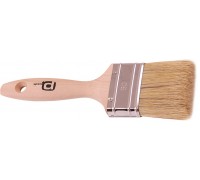 Кисть плоская  60 мм, натуральная щетина белая, неокрашенная деревянная ручка ПРОФИ, PQTools (Лакра)