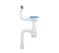 Сифон для раковины с гибкой трубой AQUANT В0139  3 1/2 40х40/50мм с отводом для стиральной машины