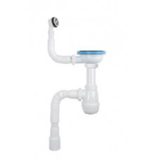 Сифон для раковины с гибкой трубой AQUANT В0139  3 1/2 40х40/50мм с отводом для стиральной машины