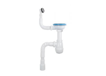 Сифон для раковины с гибкой трубой AQUANT В0139  3 1/2 40х40/50мм с отводом для стиральной машины