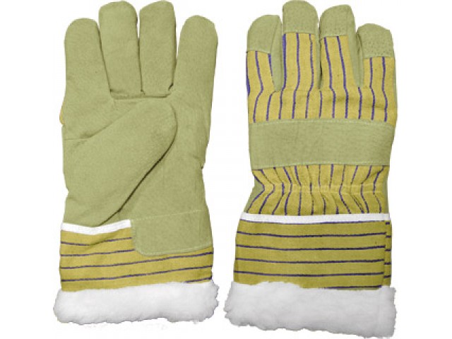 Перчатки рабочие кожаные (спилковые), с мехом (3518)