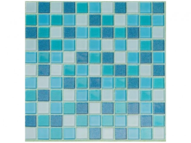 BLUE LAGOON  мозаика стеклянная чип 25х25х4 мм лист 295х295 мм на сетке (23шт/кор)