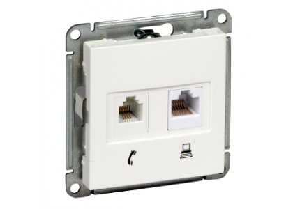 Розетка 2-местная с/п RJ11+RJ45 160В 1А категория 5E механизм белый RSI-251TK5E-1-86 W59