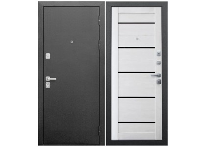 Дверь входная металлическая 9 см Серебро Ривьера Айс царга 960х2060 правая