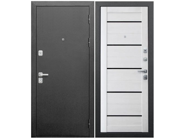 Дверь входная металлическая 9 см Серебро Ривьера Айс царга 960х2060 правая