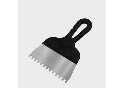 Шпатель зубчатый нержавеющий 200 мм, зуб 6 х 6 мм, DECOR