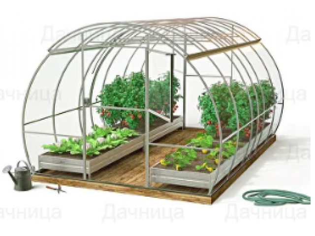 Теплица Дачница 6х2,7х2,04м Комфорт с открывающейся крышей, оцинкованная, 2 двери