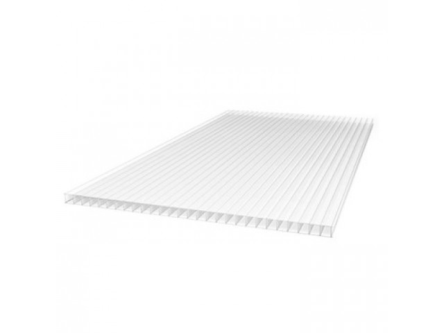 Сотовый поликарбонат 4мм 2,1х6м прозрачный Экстра (0,43кг/м2) 5,42кг красный скотч