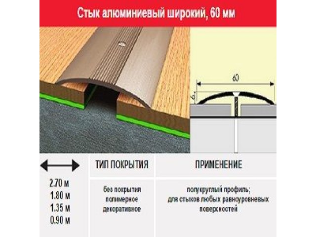 Широкий стык 60 мм 1,8 дуб медовый