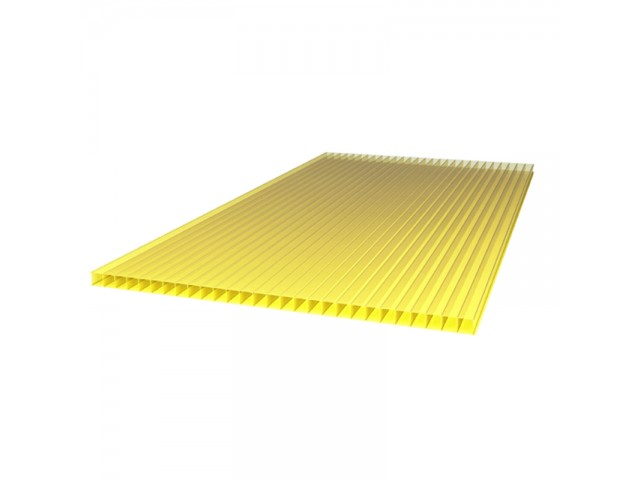 Сотовый поликарбонат 4 мм 2,1х6м Желтый  Ultra уд. вес 0,5(0.45) кг/м2