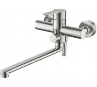 Смеситель для ванны с длинным изливом Accoona 30см дивертор в корпусе нерж сталь 71103А