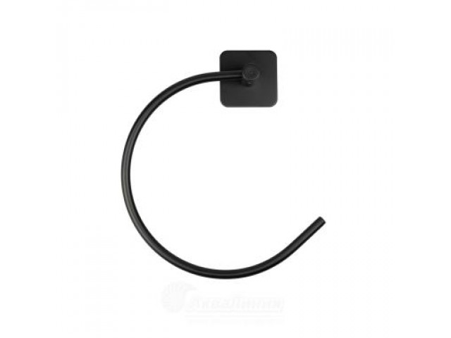 Держатель для полотенца кольцо металл черный на липучке