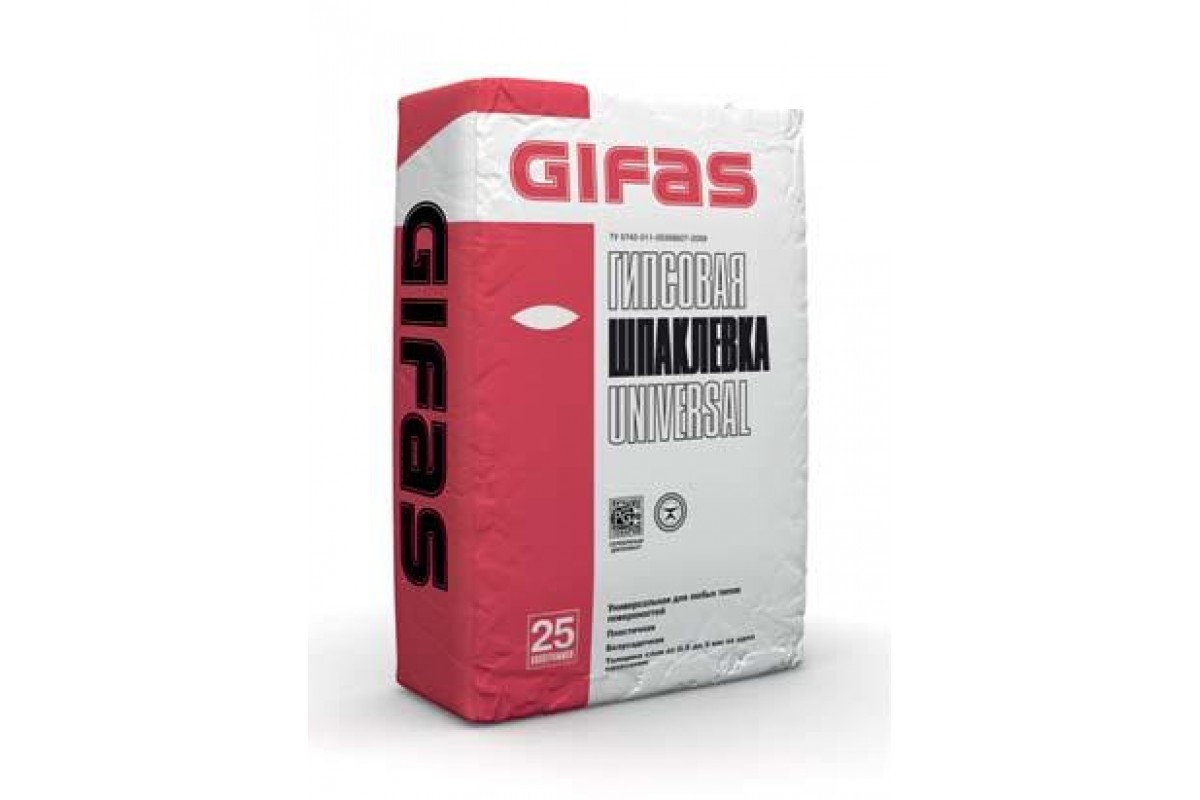 Шпатлевка Гифас гипсовая GIFAS UNIVERSAL 25 кг (50) в Центральной Стройбазе  купить по низкой цене