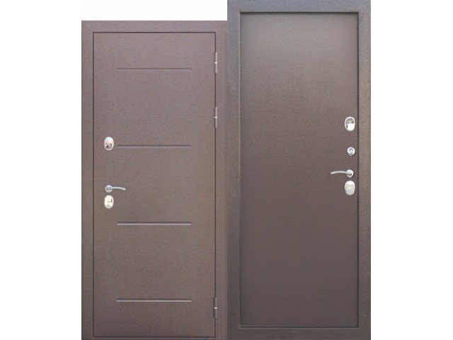 Дверь входная металлическая ISOTERMA медный антик металл/металл 960 мм правая