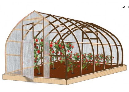 Теплица Рекорд 4мх3мх2,4м ШОКОЛАД 40*20 (двери-2,дуги-6,вставок-16,основание-2(4м),центр напр-1(4м))