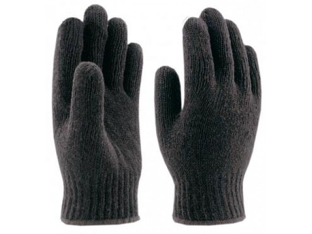 Перчатки утепленные полушерстяные, двойные, черные, (проект-плюс)