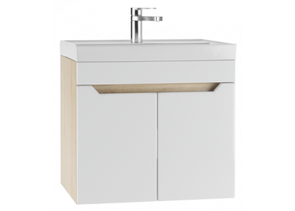 Тумба 60 Енисей Дуб сонома без ящика подвесная Айсберг DM2316T с умывальником 60 СОМО Cersanit(комп)