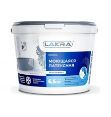 Краска ВД латексная Лакра моющаяся белоснежная 6,5 кг Л-С