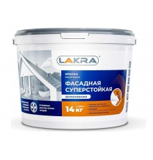 Краска ВД фасадная суперстойкая Лакра Белоснежная Л-С 14 кг