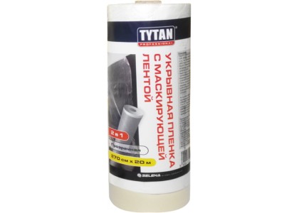 Пленка укрывная для ремонта с маскирующей лентой TYTAN Professional 140смх33м прозрачная