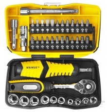 Набор торцевых головок и бит с трещёткой и воротком, 39 предметов, Stayer