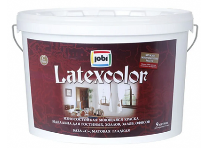 Краска ВД моющаяся JOBI Latexcolor 9 л база С -20 С ДЕКАРТ