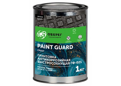 Грунтовка ГФ-021 серая 1 кг PaintGuard ГОСТ антикоррозийная 