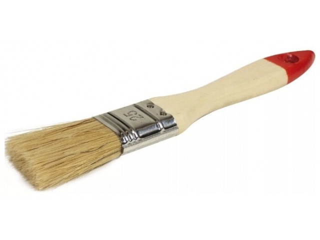 Кисть плоская  25 мм, натуральная щетина, деревянная ручка, TOOLBERG (Лакра)