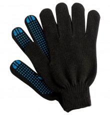 Перчатки трикотажные 7,5 класс 7 нитей черные с защитой от скольжения (Проект-плюс)