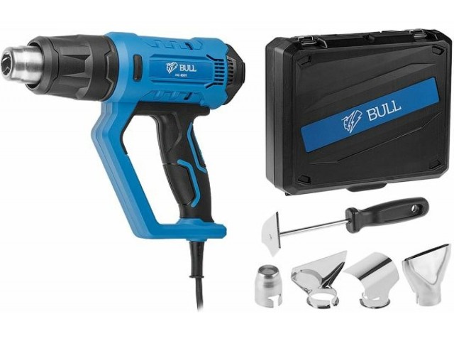 Фен технический BULL HG 6501 в чемодане, набор сопл