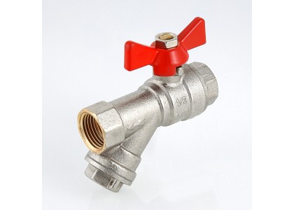 Кран шаровый c фильтром Valtec ДУ15 вн/вн бабочка