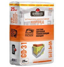Штукатурка Геркулес GD-31 Короед 25 кг (зерно 2,0-2,5 мм) белая Новый рецепт (56)