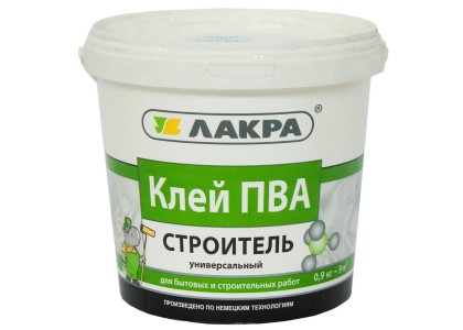 Клей ПВА Лакра универсальный Строитель 0,9 кг Л-С канистра