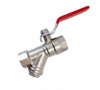 Кран шаровый Profline ДУ15  вн/вн с фильтром рычаг (никель)