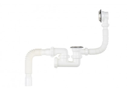 Сифон для ванны с гибкой трубой и переливом AQUANT V255 1 1/2х40/50мм регулируемый