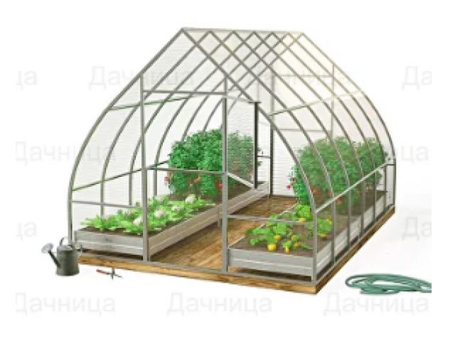 Теплица Дачница 4х3х2м Капелька, оцинкованная, 2 двери Теплица Дачница 4х3х2м Капелька, оцинкованная, 2 двери