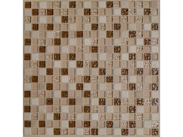 AMBER мозаика стеклянная со вставками из камня чип 15х15х8 мм лист 300х300 мм на сетке (11шт/кор)