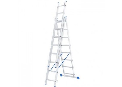 Лестница трехсекционная  8 ступеней алюминиевая Сибртех 