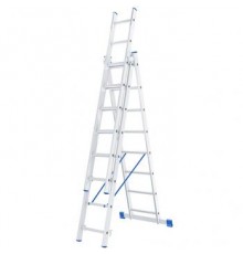 Лестница трехсекционная  9 ступеней алюминиевая Сибртех 