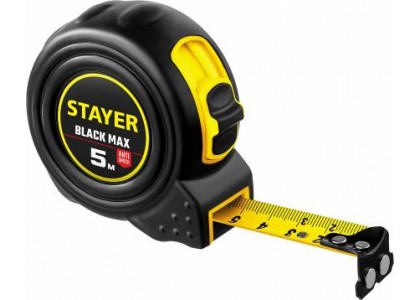 Рулетка  5 м х 19 мм Stayer BlackMax ударостойкий обрезиненный корпус два фиксатора