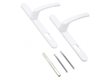 Комплект ручек для узкопрофильных дверей с пружиной белый АГН-85,25,67-75 RAL 9016