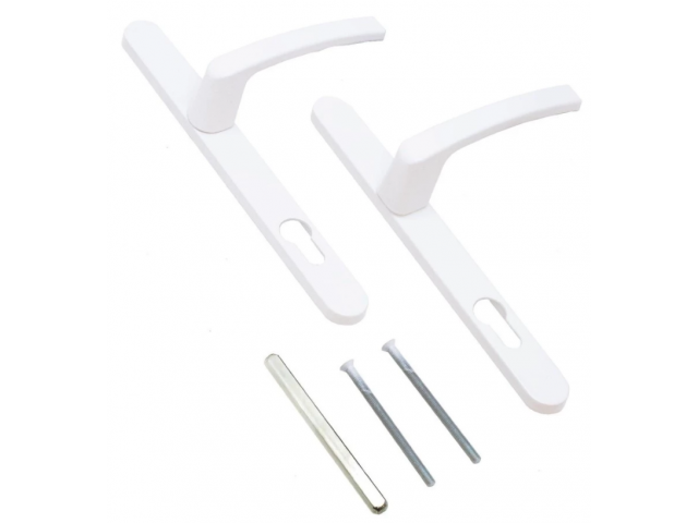 Комплект ручек для узкопрофильных дверей с пружиной белый АГН-85,25,67-75 RAL 9016