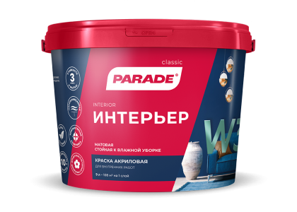 Краска ВД интерьерная PARADE акриловая W3 матовая 5 л